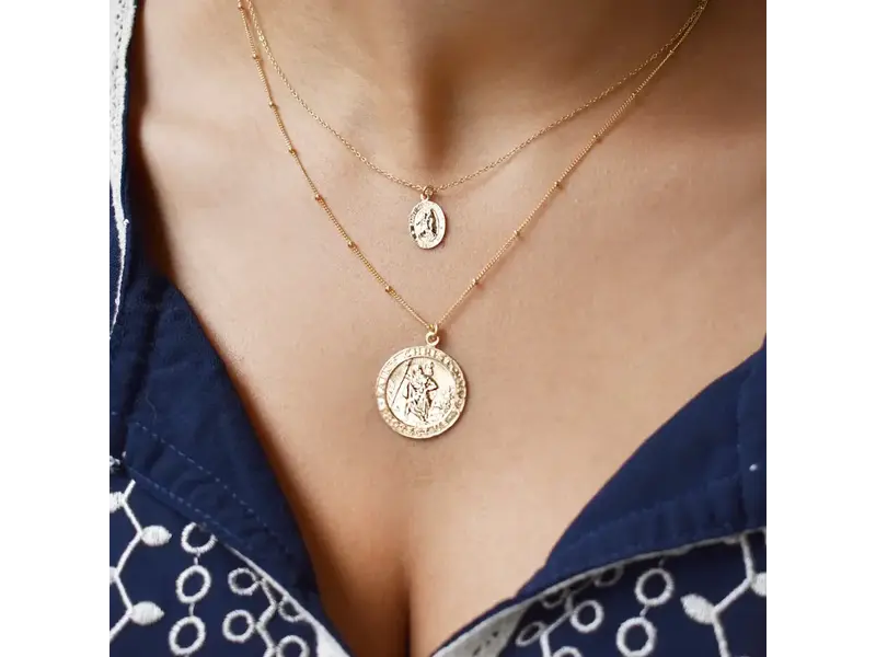 Ofina Jewelry Saint Christopher Oval GF Necklace