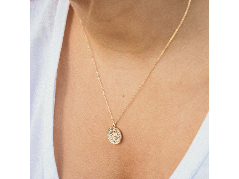 Ofina Jewelry Small Evil Eye Coin GF Necklace