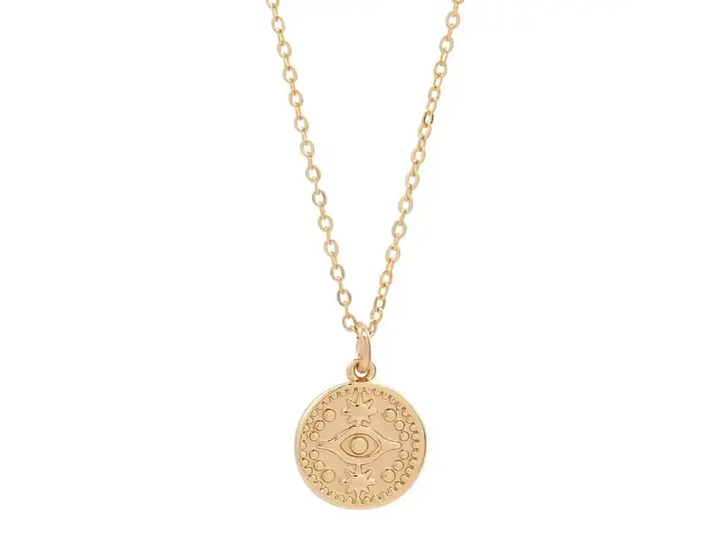 Ofina Jewelry Small Evil Eye Coin GF Necklace