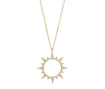 Cutout CZ Sun GF Necklace
