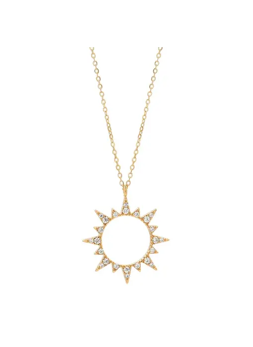 Cutout CZ Sun GF Necklace
