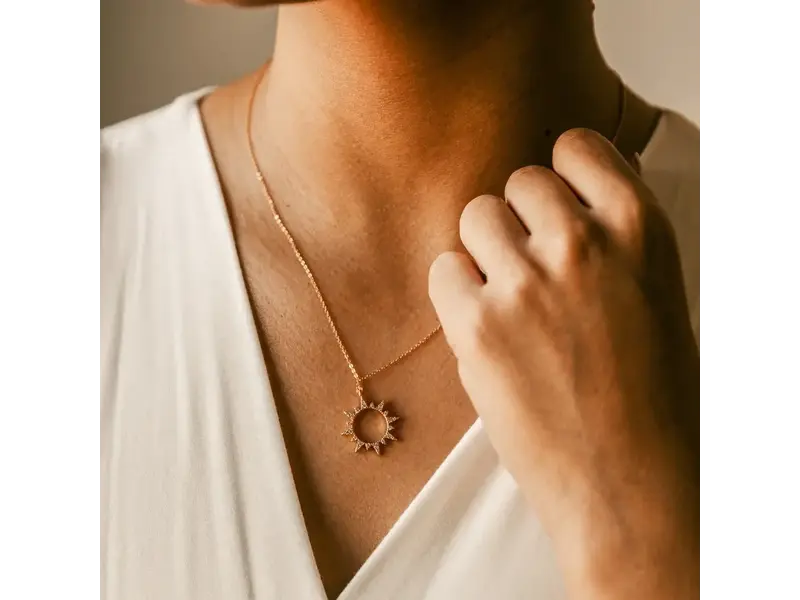 Ofina Jewelry Cutout CZ Sun GF Necklace