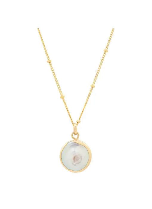 Gold Dipped Pearl Coin GF Ball Chain Necklace