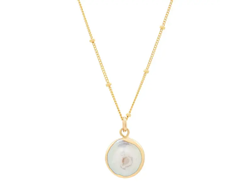 Ofina Jewelry Gold Dipped Pearl Coin GF Ball Chain Necklace