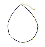 Ofina Jewelry Beaded Nugget & Stone Necklace: Lapiz