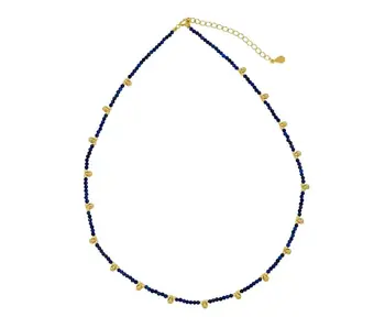 Beaded Nugget & Stone Necklace: Lapiz
