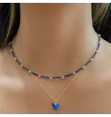 Ofina Jewelry Beaded Nugget & Stone Necklace: Lapiz