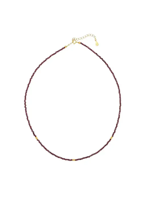 Stone / Silver Mix Necklace: Rhodolite