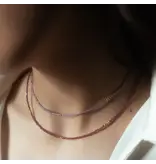 Ofina Jewelry Stone / Silver Mix Necklace: Rhodolite