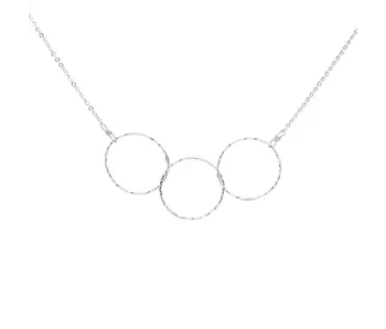 Triple Diamond Cut Circles SS Necklace