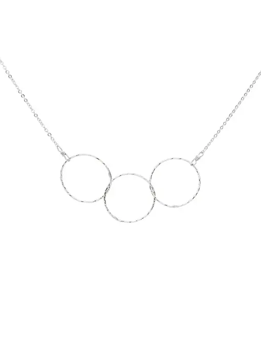 Triple Diamond Cut Circles SS Necklace