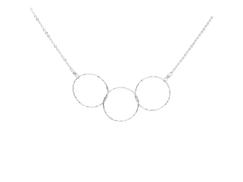 Ofina Jewelry Triple Diamond Cut Circles SS Necklace
