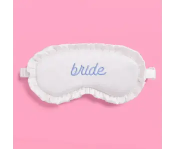 Ruffled Bride Sleep Mask | White Satin Bridal Accessory