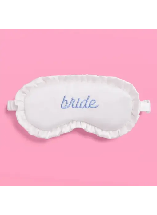 Ruffled Bride Sleep Mask | White Satin Bridal Accessory
