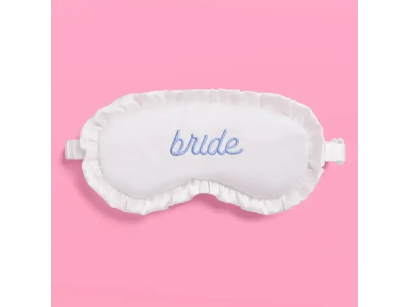 xo, Fetti Ruffled Bride Sleep Mask | White Satin Bridal Accessory