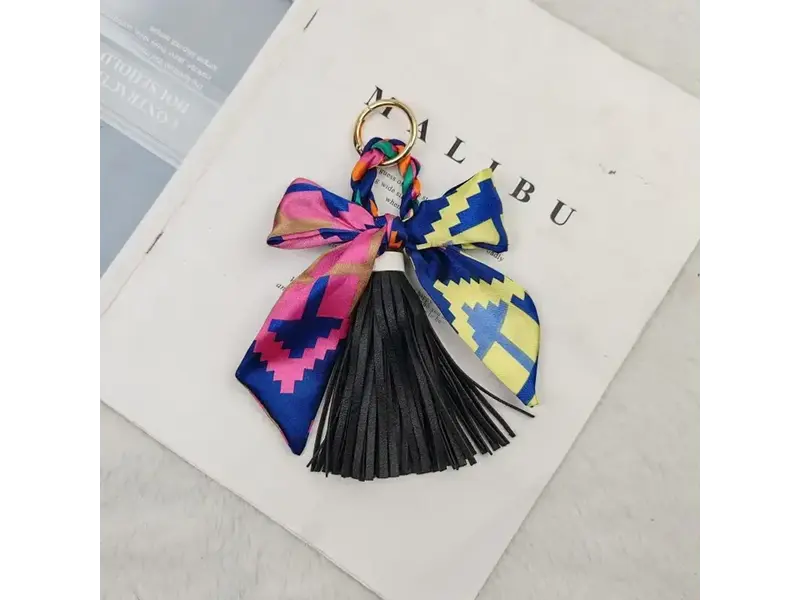 MKS America Bow Scarf Tassel Bag Charm