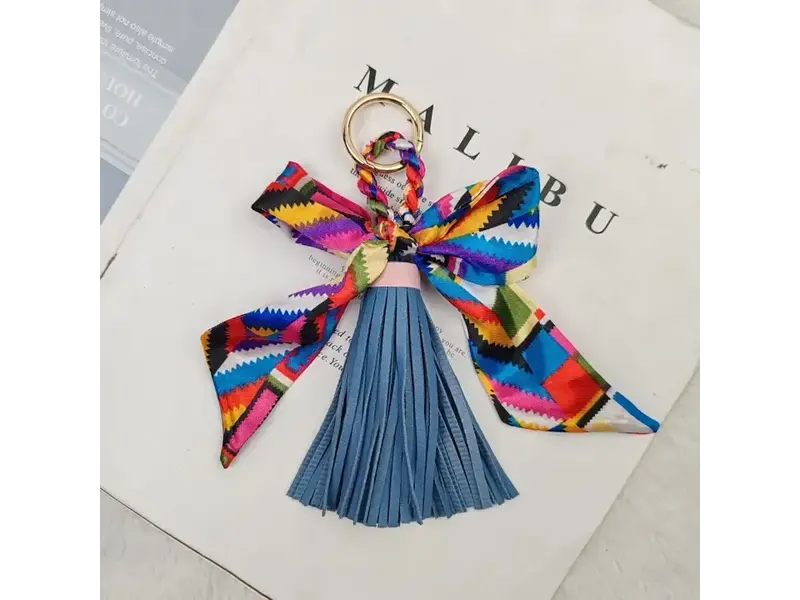 MKS America Bow Scarf Tassel Bag Charm