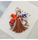 MKS America Bow Scarf Tassel Bag Charm