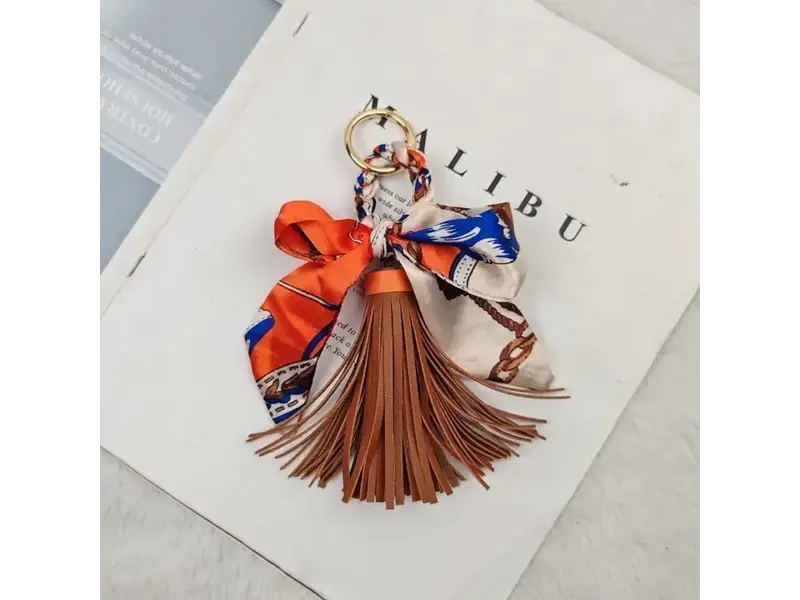 MKS America Bow Scarf Tassel Bag Charm