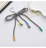 MKS America Candy-Colored Woven Bow Keychain Bag Charm