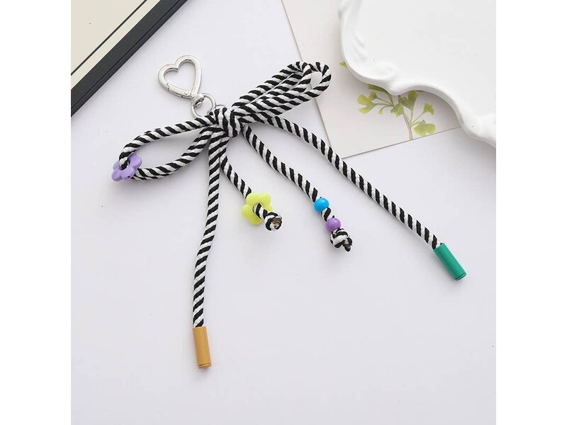 MKS America Candy-Colored Woven Bow Keychain Bag Charm
