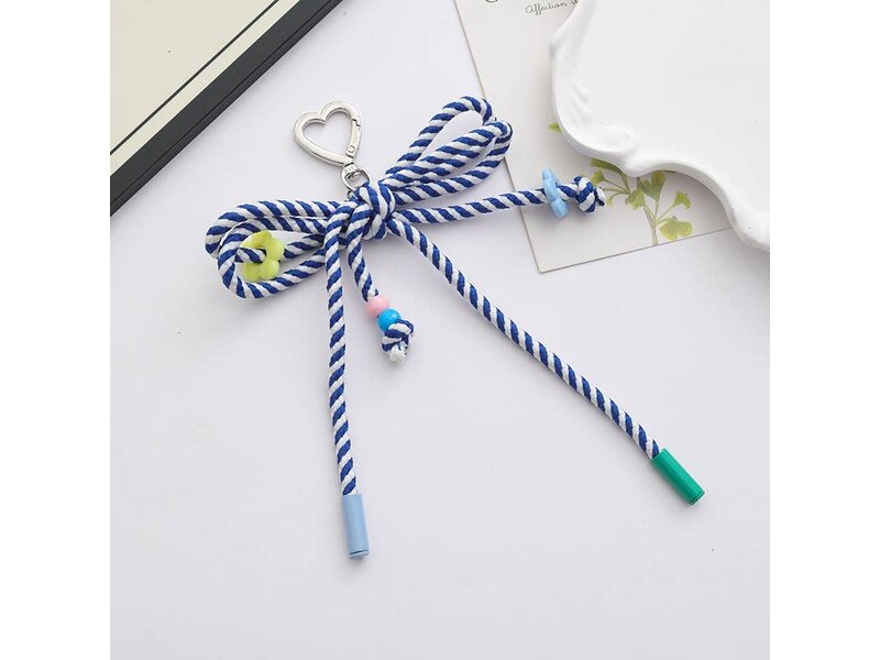 MKS America Candy-Colored Woven Bow Keychain Bag Charm