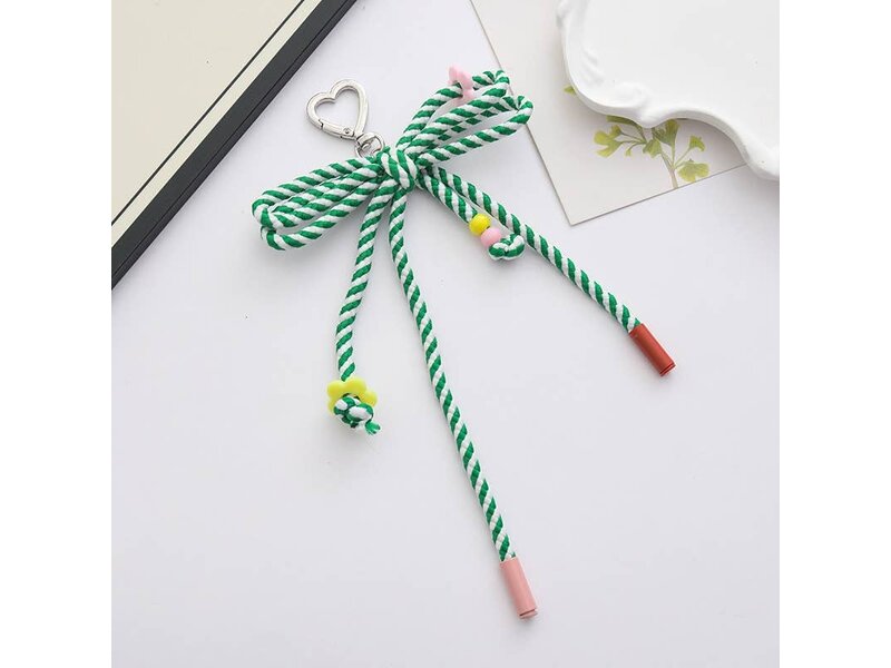 MKS America Candy-Colored Woven Bow Keychain Bag Charm