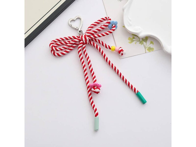 MKS America Candy-Colored Woven Bow Keychain Bag Charm