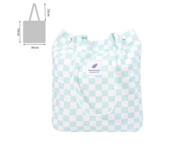 Vintage Print Canvas Tote Bag w/ Snap Closure