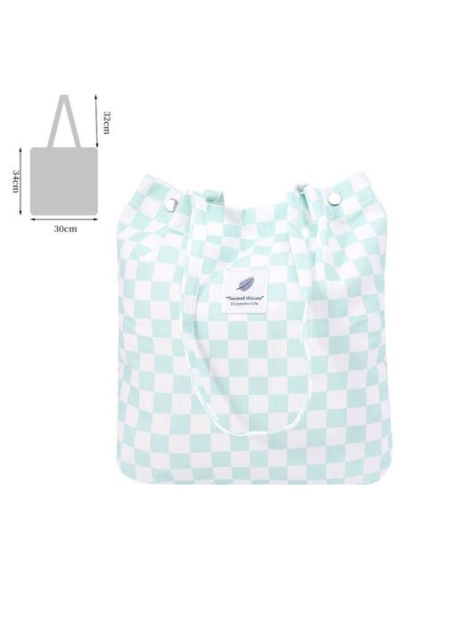Vintage Print Canvas Tote Bag w/ Snap Closure