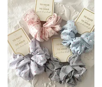 Mini Cherry Stripe Detail Scrunchies