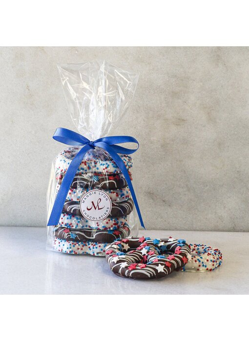 4pc Chocolate Covered Cookies - Americana Decorated
