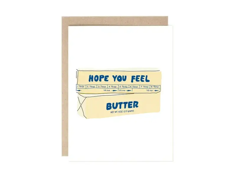 Drawn Goods Hope You Feel Butter Pun Get Well Soon Card