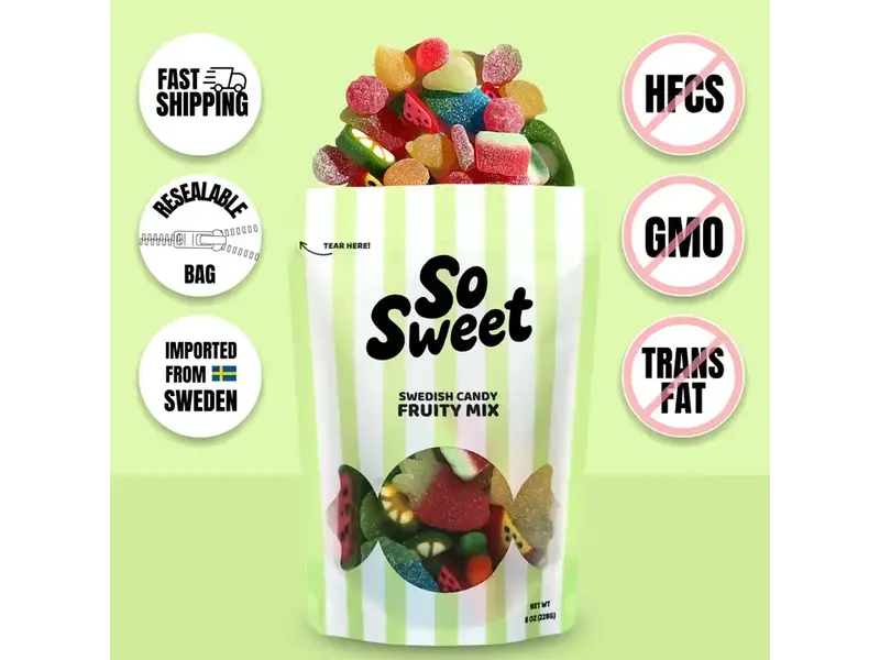 SoSweet LLC Swedish Candy Fruity Mix (8 oz)