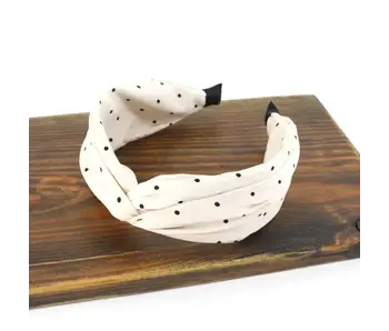 Twist headband - cream dots