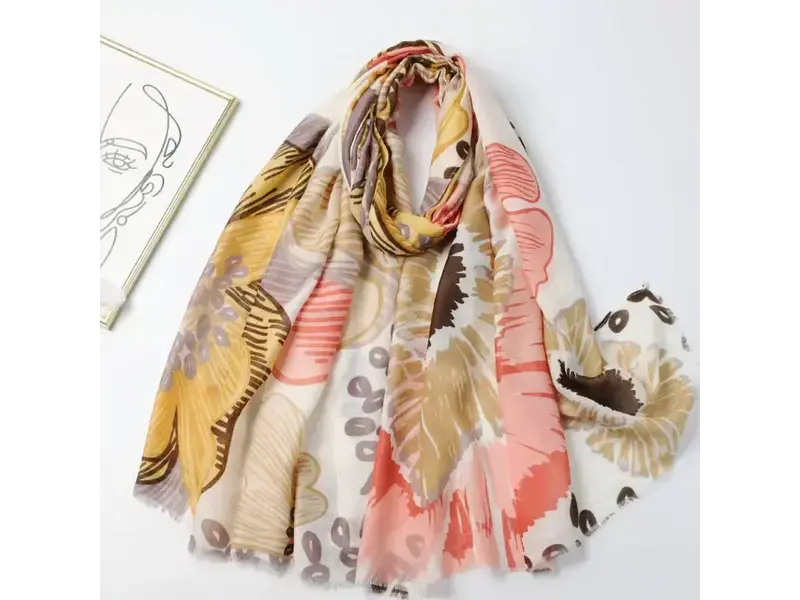pretty persuasions Polyester Lightweight Printed Scarf - Tan