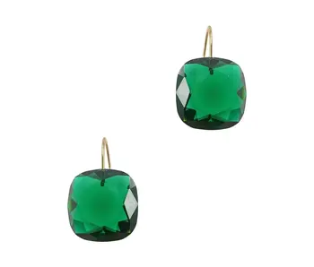 Aura Drops Faceted Dangle Earrings - Green