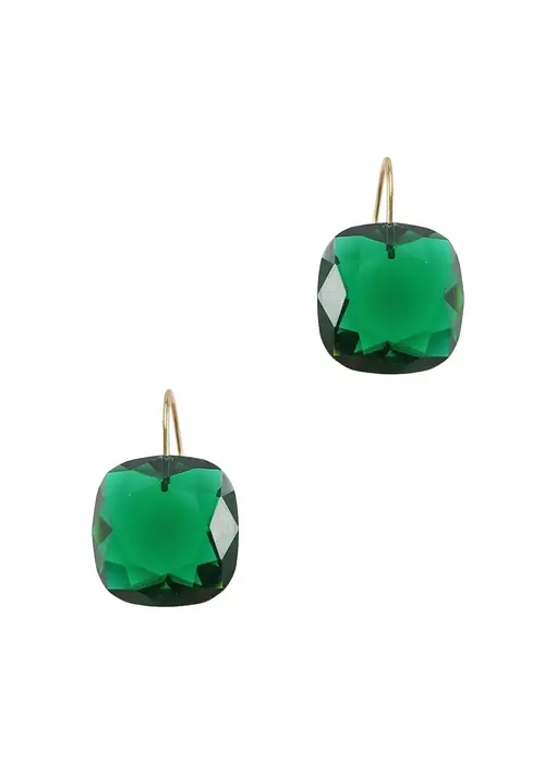 Aura Drops Faceted Dangle Earrings - Green