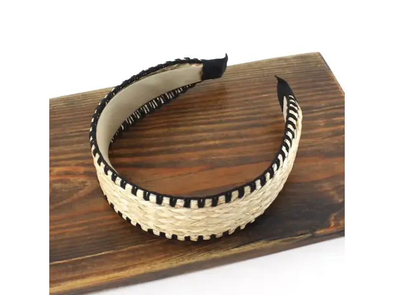 pretty persuasions Stitched Edge Straw Headband - Black
