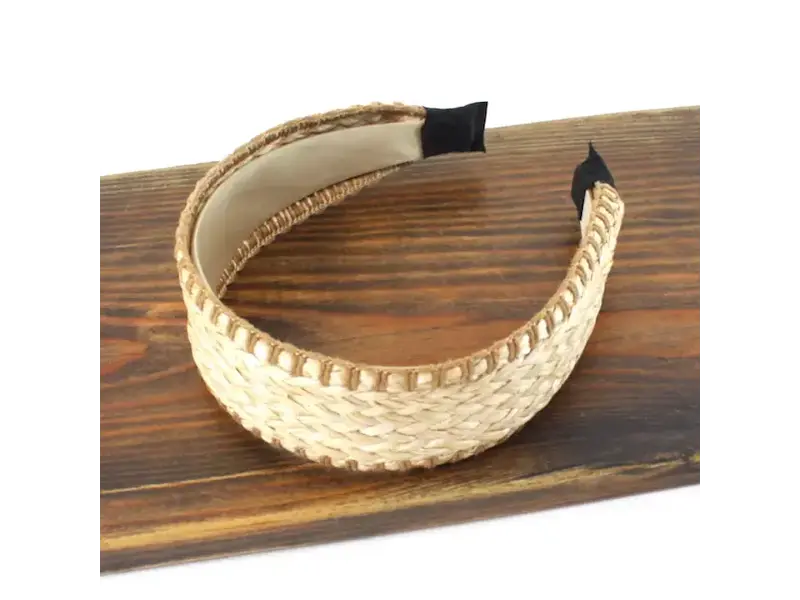 pretty persuasions Stitched Edge Straw Headband - Brown