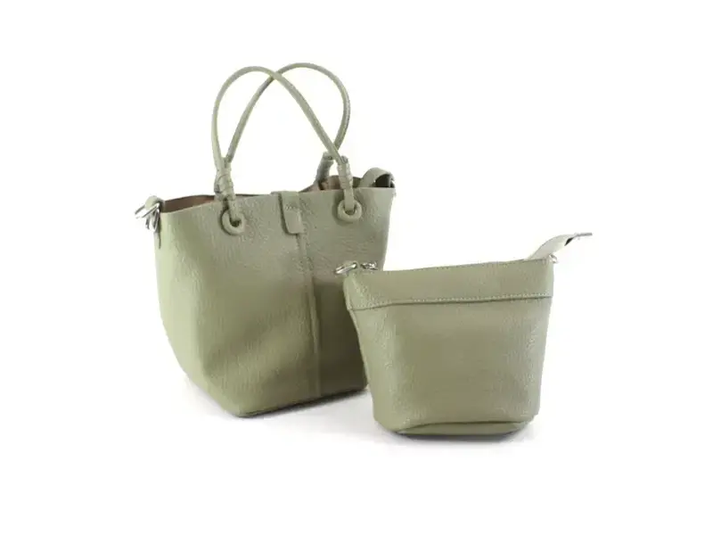 pretty persuasions Leather Tote with Crossbody Bag - Sage