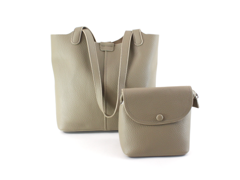 pretty persuasions Microfiber Leather 2-in-1 Shoulder & Crossbody Bag - Khaki