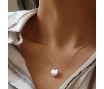 18K Gold Non-Tarnish Freshwater Pearl Clover, Heart Necklace