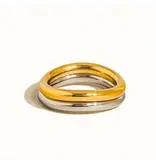 MAIQ Accessories Andree 18K Gold-Plated Two-Tone Stainless Steel Ring