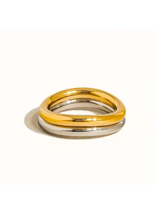 Andree 18K Gold-Plated Two-Tone Stainless Steel Ring