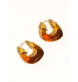 MAIQ Accessories Arlowe 18K Gold Non-Tarnish Resin Hoop Earrings - Brown