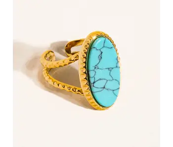 Ashwin 18K Gold Non-Tarnish Natural Stone Ring
