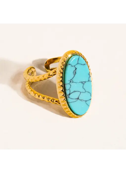 Ashwin 18K Gold Non-Tarnish Natural Stone Ring