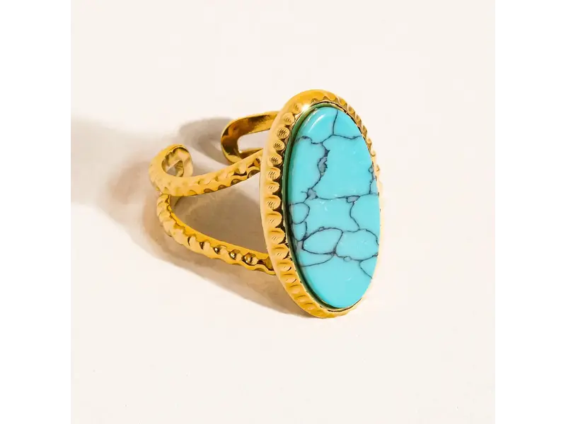 MAIQ Accessories Ashwin 18K Gold Non-Tarnish Natural Stone Ring