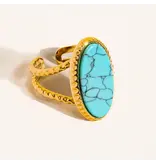 MAIQ Accessories Ashwin 18K Gold Non-Tarnish Natural Stone Ring